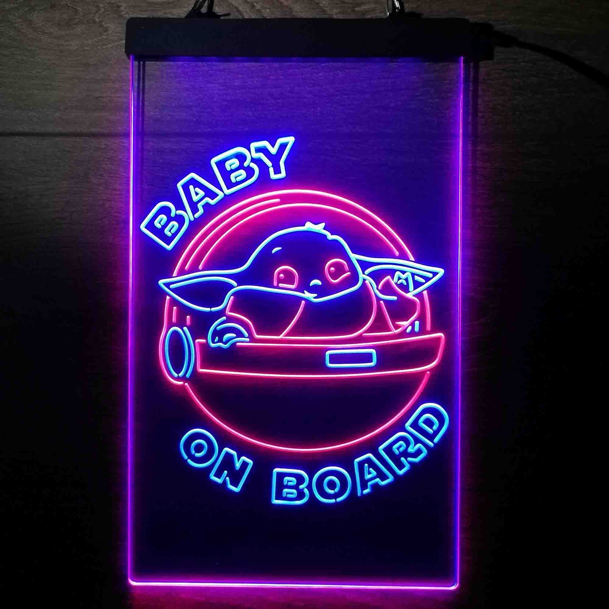 Star Wars Baby Yoda Mandalorian Dual LED Neon Light Sign